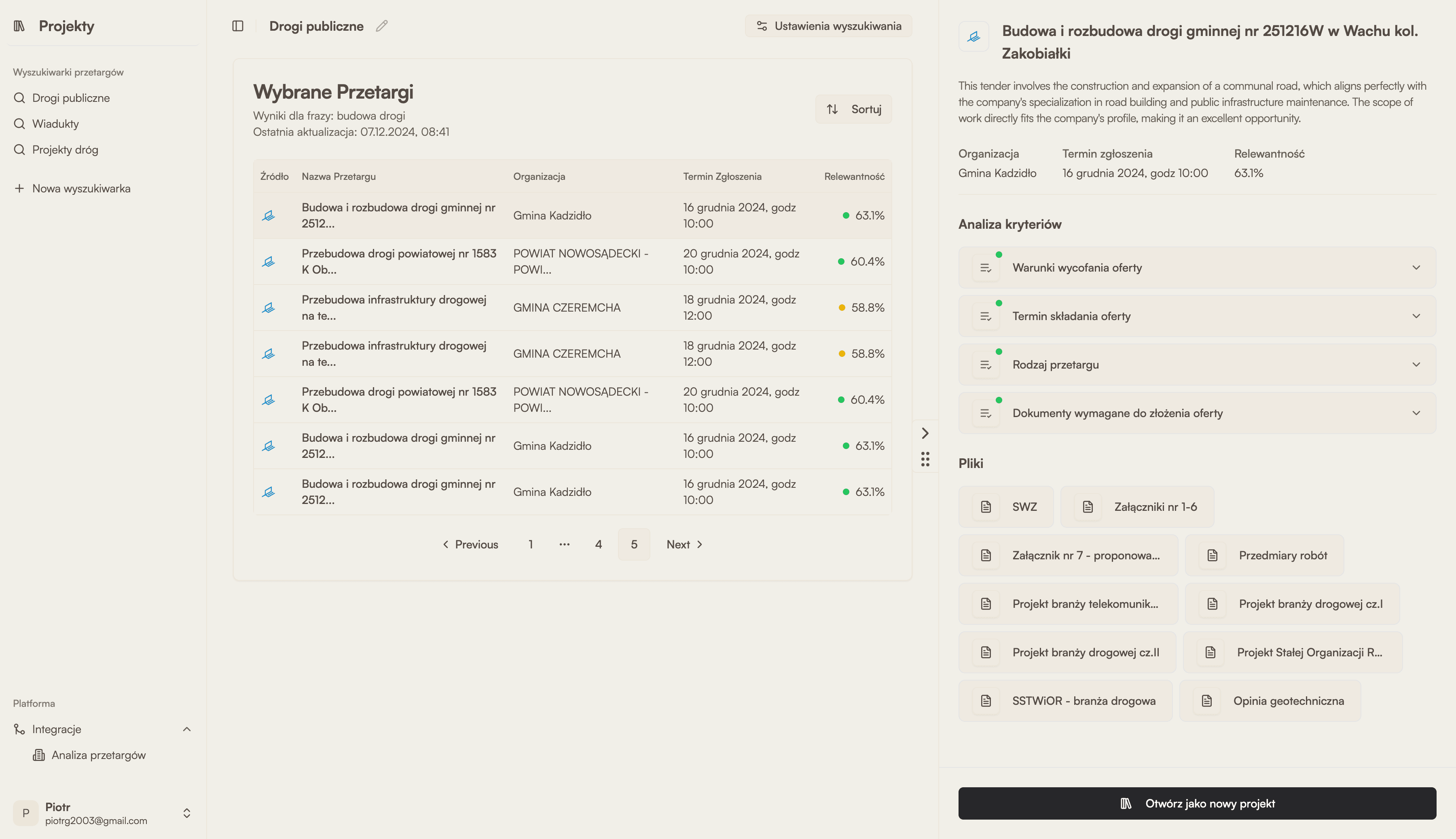 Wyszukiwarka Przetargów AI